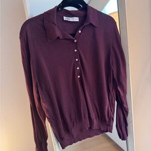Zara Women's Deep Burgundy Polo